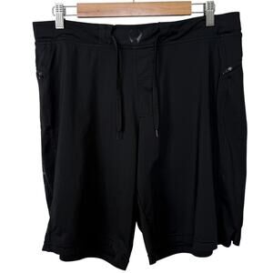 Hylete Above Knee Athletic Shorts Drawstring Zip Pockets Gym Training Large